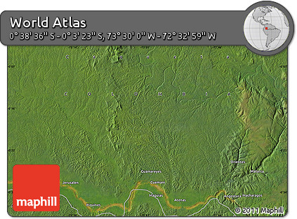 Satellite Map of the Area around 0° 21' 0" S, 73° 1' 30" W