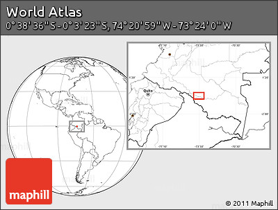 Blank Location Map of the Area around 0° 21' 0" S, 73° 52' 30" W