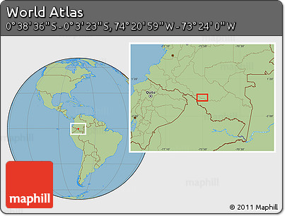 Savanna Style Location Map of the Area around 0° 21' 0" S, 73° 52' 30" W