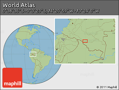 Savanna Style Location Map of the Area around 0° 21' 0" S, 73° 52' 30" W
