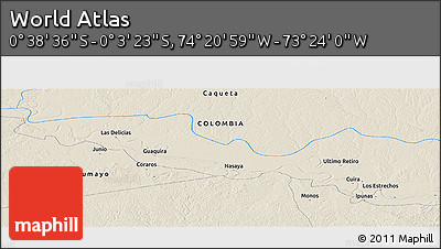 Shaded Relief Panoramic Map of the Area around 0° 21' 0" S, 73° 52' 30" W
