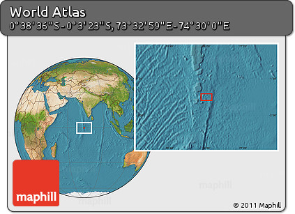 Satellite Location Map of the Area around 0° 21' 0" S, 74° 1' 30" E