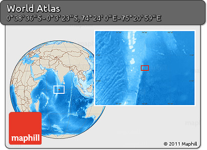 Shaded Relief Location Map of the Area around 0° 21' 0" S, 74° 52' 30" E