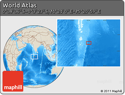 Shaded Relief Location Map of the Area around 0° 21' 0" S, 74° 52' 30" E
