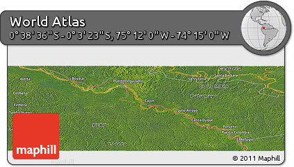 Satellite Panoramic Map of the Area around 0° 21' 0" S, 74° 43' 29" W