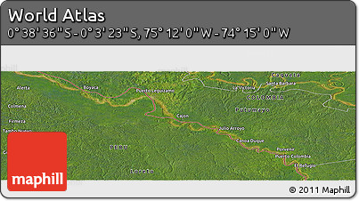 Satellite Panoramic Map of the Area around 0° 21' 0" S, 74° 43' 29" W