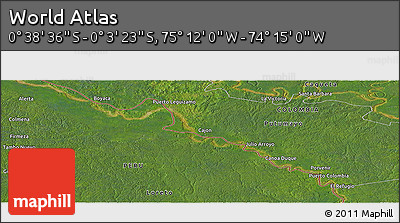 Satellite Panoramic Map of the Area around 0° 21' 0" S, 74° 43' 29" W