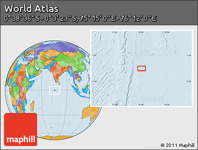 Political Location Map of the Area around 0° 21' 0" S, 75° 43' 29" E