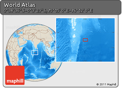 Shaded Relief Location Map of the Area around 0° 21' 0" S, 75° 43' 29" E