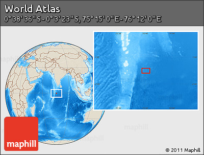 Shaded Relief Location Map of the Area around 0° 21' 0" S, 75° 43' 29" E