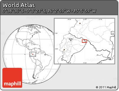Blank Location Map of the Area around 0° 21' 0" S, 75° 34' 29" W