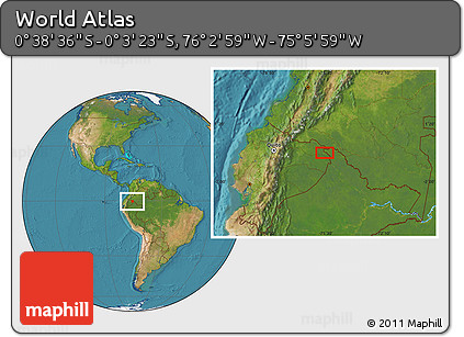 Satellite Location Map of the Area around 0° 21' 0" S, 75° 34' 29" W
