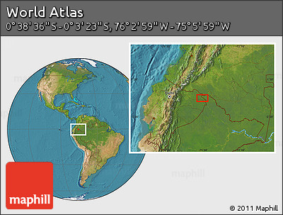 Satellite Location Map of the Area around 0° 21' 0" S, 75° 34' 29" W