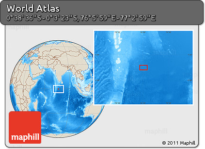 Shaded Relief Location Map of the Area around 0° 21' 0" S, 76° 34' 29" E