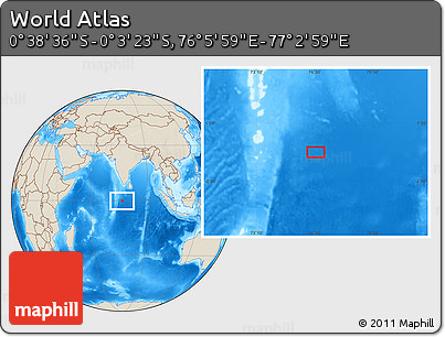 Shaded Relief Location Map of the Area around 0° 21' 0" S, 76° 34' 29" E