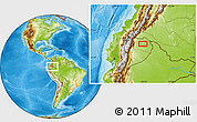 Physical Location Map of the area around 0° 21' 0" S, 76° 25' 30" W