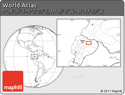 Blank Location Map of the Area around 0° 21' 0" S, 77° 16' 30" W