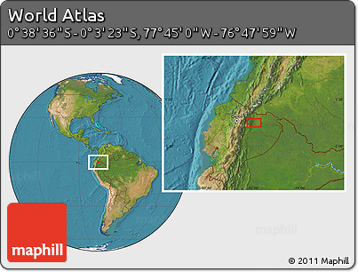 Satellite Location Map of the Area around 0° 21' 0" S, 77° 16' 30" W