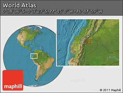 Satellite Location Map of the Area around 0° 21' 0" S, 77° 16' 30" W