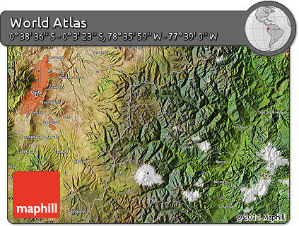 Satellite Map of the Area around 0° 21' 0" S, 78° 7' 30" W