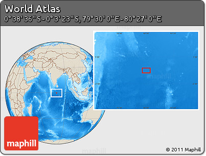 Shaded Relief Location Map of the Area around 0° 21' 0" S, 79° 58' 29" E