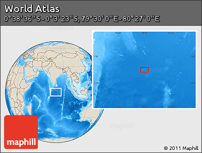 Shaded Relief Location Map of the Area around 0° 21' 0" S, 79° 58' 29" E