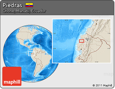 Shaded Relief Location Map of Piedras