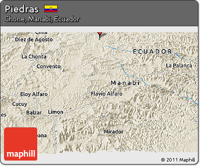 Shaded Relief Panoramic Map of Piedras