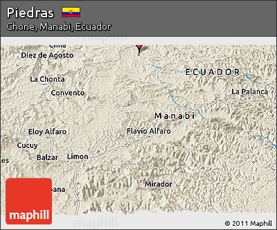 Shaded Relief Panoramic Map of Piedras