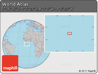 Gray Location Map of the Area around 0° 21' 0" S, 7° 34' 30" W