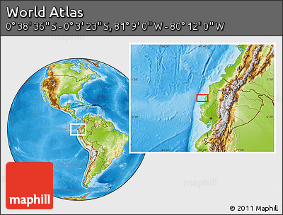 Physical Location Map of the Area around 0° 21' 0" S, 80° 40' 30" W