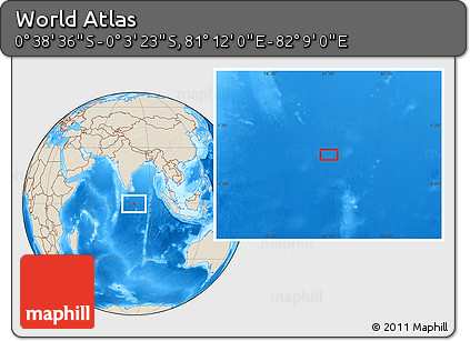 Shaded Relief Location Map of the Area around 0° 21' 0" S, 81° 40' 30" E