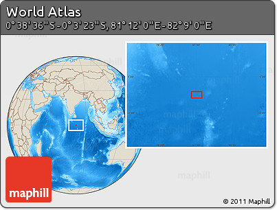 Shaded Relief Location Map of the Area around 0° 21' 0" S, 81° 40' 30" E