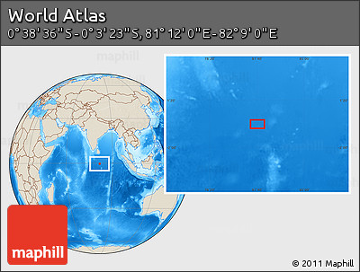 Shaded Relief Location Map of the Area around 0° 21' 0" S, 81° 40' 30" E