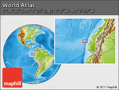 Physical Location Map of the Area around 0° 21' 0" S, 81° 31' 30" W