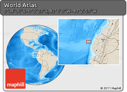 Shaded Relief Location Map of the Area around 0° 21' 0" S, 81° 31' 30" W