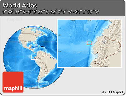 Shaded Relief Location Map of the Area around 0° 21' 0" S, 81° 31' 30" W