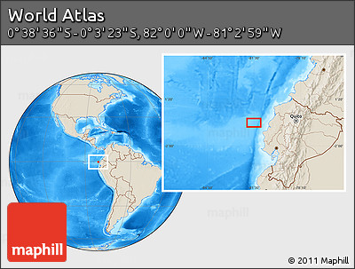 Shaded Relief Location Map of the Area around 0° 21' 0" S, 81° 31' 30" W