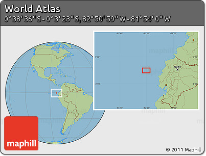 Savanna Style Location Map of the Area around 0° 21' 0" S, 82° 22' 30" W