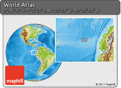 Physical Location Map of the Area around 0° 21' 0" S, 84° 4' 29" W