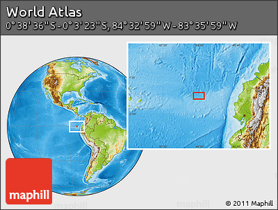 Physical Location Map of the Area around 0° 21' 0" S, 84° 4' 29" W
