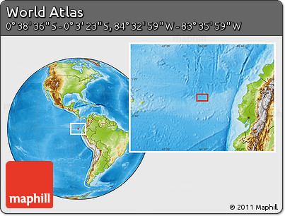 Physical Location Map of the Area around 0° 21' 0" S, 84° 4' 29" W