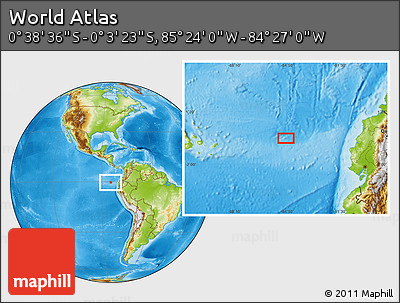 Physical Location Map of the Area around 0° 21' 0" S, 84° 55' 30" W
