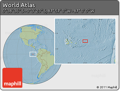 Savanna Style Location Map of the Area around 0° 21' 0" S, 87° 28' 29" W, hill shading