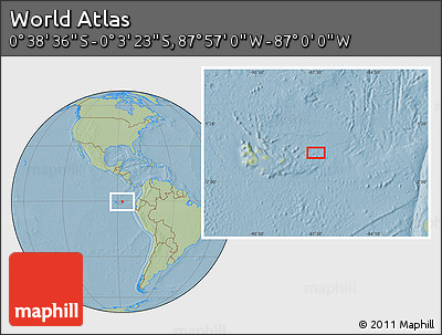 Savanna Style Location Map of the Area around 0° 21' 0" S, 87° 28' 29" W, hill shading