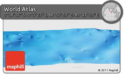 Shaded Relief Panoramic Map of the Area around 0° 21' 0" S, 89° 19' 29" E