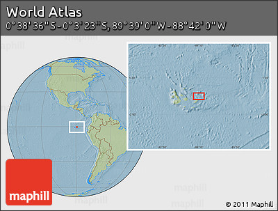 Savanna Style Location Map of the Area around 0° 21' 0" S, 89° 10' 30" W, hill shading