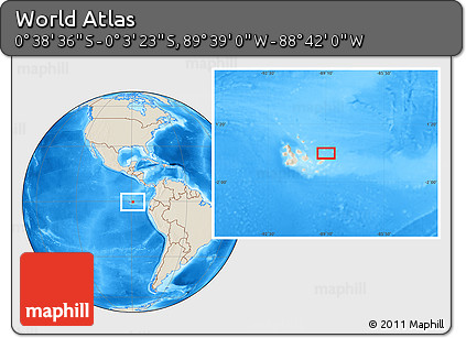 Shaded Relief Location Map of the Area around 0° 21' 0" S, 89° 10' 30" W