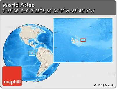 Shaded Relief Location Map of the Area around 0° 21' 0" S, 89° 10' 30" W