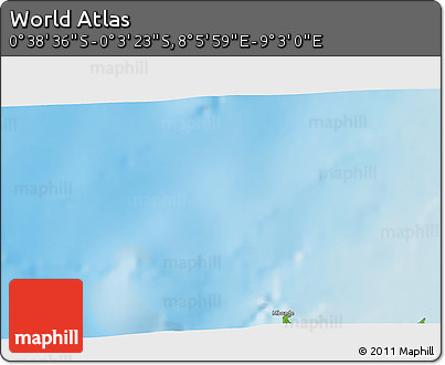 Physical 3D Map of the Area around 0° 21' 0" S, 8° 34' 29" E